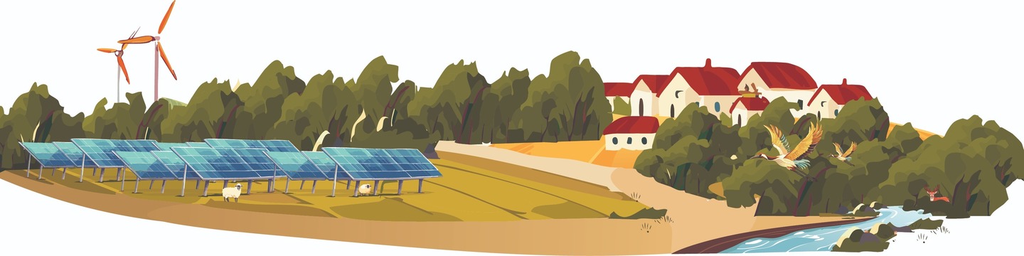 Solpaneler på mark i det åbne land